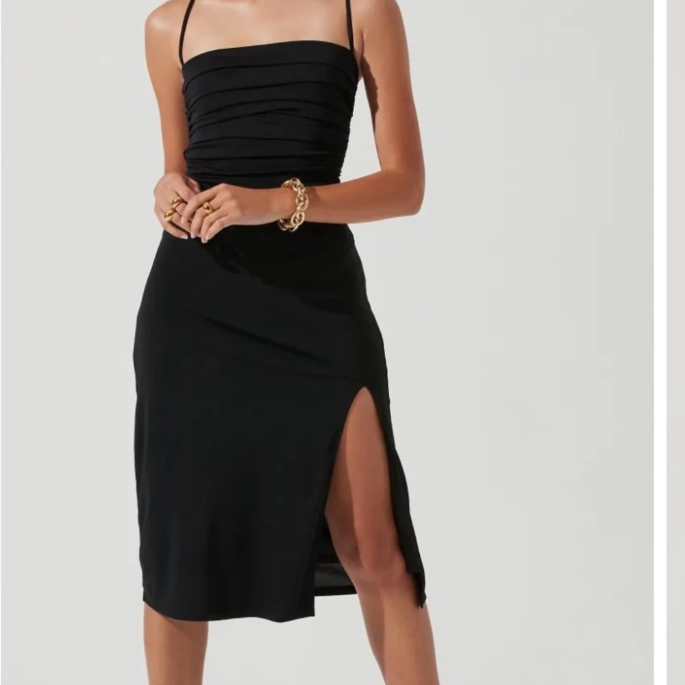 Astr Black Sheath Midi Dress Spaghetti Strap